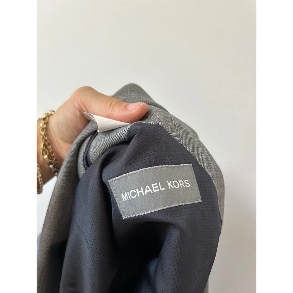 Michael Kors Mens Grey Glen Plaid Two Button Blazer Sport Coat Jacket 46R